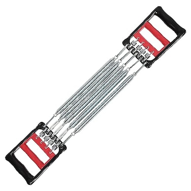 uxcell Chest Arm Expander Adjustable Exercise Springs Resistance Bands for Men Home Fitness Equipment with 5 Metal Spring for Home Gym Muscle Training Exerciser 1 PCS Red Black