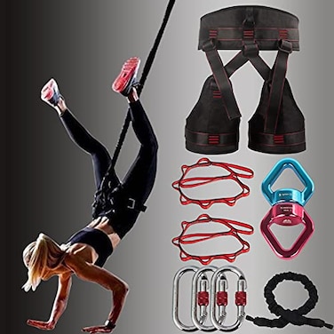 DASKING Natural Latex Resistance Bands Set 3Level for Suspension Trainer for Home Gym Yoga Recovery Adjustable Harness Exercise Guide