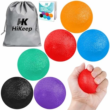 HiKeep Stress Balls for Adults 6 Pack Stress Ball Hand Strengthening Devices Hand Exercisers for Strength Exercise Squeeze Squishy Wrist Ball Physical Therapy Exerciser Grip Strength Trainer