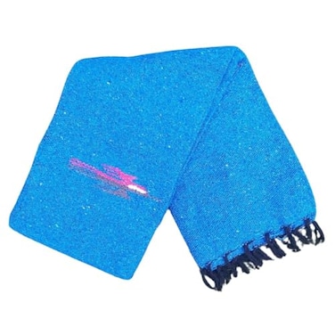 Open Road Goods Yoga Blanket Thick Mexican Thunderbird Blanket Handmade and Made for Yoga Aqua Blue