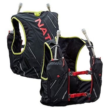 Nathan Pinnacle Race Vest 4L Running Vest with Water Bottle with Two 20 oz Hydration Soft Flasks WaterResistant Pockets Lightweight Moisture Wicking