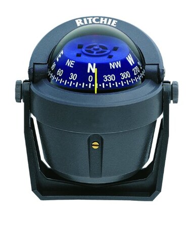 Ritchie Explorer Compas Dial with Adjustable Bracket Mount and 12V Green Night Lighting Gray 2 34Inch