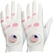 Amy Sport Womens Golf Gloves Left Hand Right with Ball Marker Value 2 Pack All Weather Grip Rain Soft Leather Pink Size Small Medium Large XL 2 PackWorn on Left Hand Small