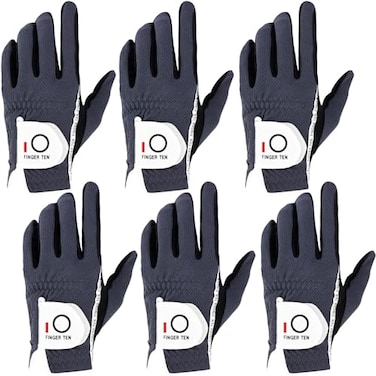 FINGER TEN Golf Gloves Men Right Left Handed Golfer Mens Glove RainGrip Hot Wet Weather Value 6 Pack All Weather in Grey MediumLarge Grey MediumLarge Left