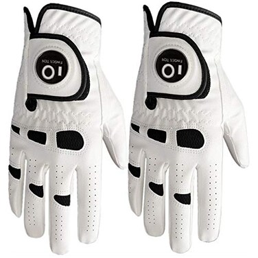 FINGER TEN Mens Golf Gloves Left Hand Right with Ball Marker 2 Pack Weathersof Grip Soft Comfortable Fit Size Small Medium ML Large XL Medium Worn on Right Hand