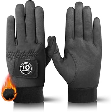 FINGER TEN New Men Winter Golf Gloves with Ball Marker Grip Performance Value 1 Pair XL Cold Weather Windproof Size from Medium to XXL XLarge