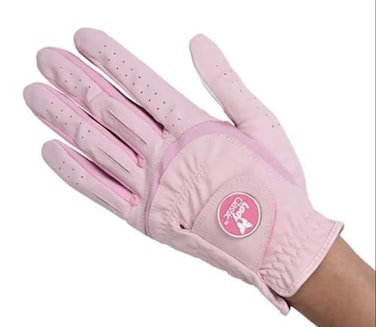 Lady Classic Soft Flex Golf Glove for Women with Magnetic Ball Marker Comfortable Grip Removable Marker Soft Leather Palm Patch Stylish Flexible Ladies Golf Glove PinkLeft HandM