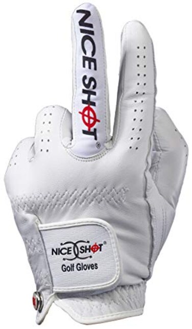 Nice Shot The Bird Golf Glove White Cabretta Leather Mens Left Hand Cadet Large