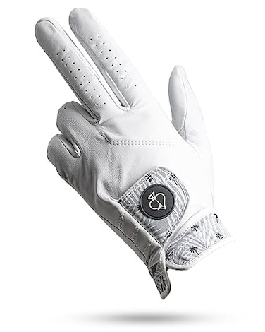 Pins & Pins Aces Palm Sunday Golf Glove Design Premium AAA Cabretta Leather LongLasting Durable Tour Glove for Men or Women Premium Leather Golf Glove Left Right Hand MediumLarge Left