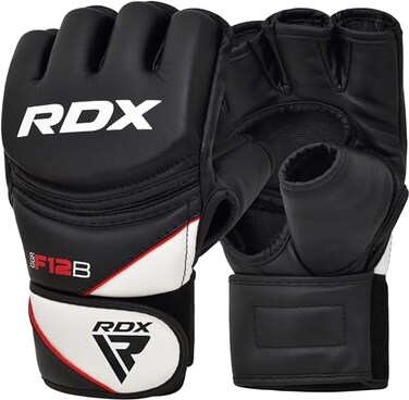 RDX MMA Gloves Grappling Sparring Maya Hide Leather Boxing Gloves Men Women Muay Thai Martial Arts Training Half Finger Adjustable Mitts Wrist Support Kickboxing Cage Fighting Punching Bag Workout