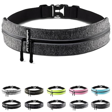 Fitgriff Running Belt for Men Women Secure Jogging Pouch for Phone Keys Essentials For All Cell Phones Grey 335 475 Waist Size