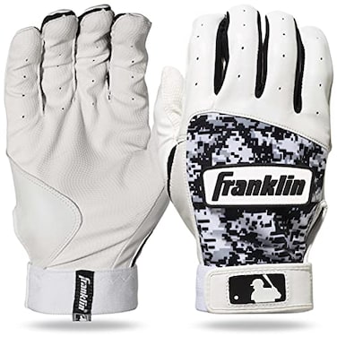 Franklin Sports Adult MLB Digitek Batting Gloves Large Pair GreyWhiteBlack