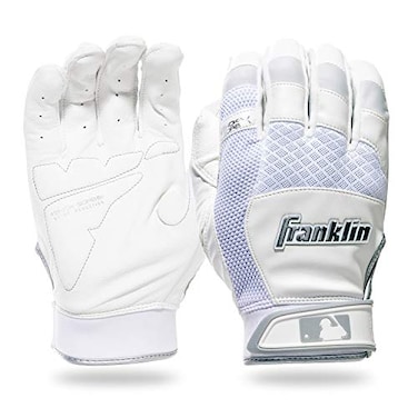 Franklin Sports Youth MLB ShokSorb X Batting Gloves Youth Small Pair WhiteChrome