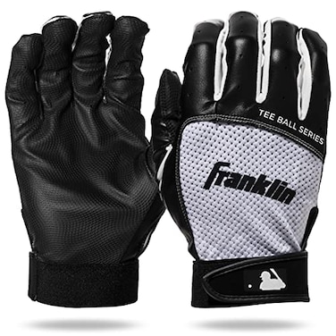 Franklin Sports Youth Teeball Batting Gloves Youth Flex Kids Batting Gloves for Teeball Baseball Softball BlackWhite Tee Ball Medium