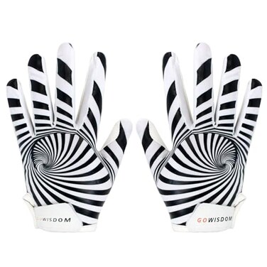GOWISDOM Youth Football Gloves High Silicone Grip Receiver Gloves for Kids White XSS556 inch