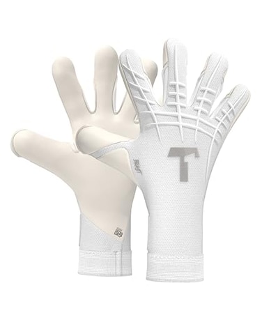 T1TAN White Beast 30 Goalkeeper Gloves Without Finger Protection Soccer Goalkeeper Gloves Size 6