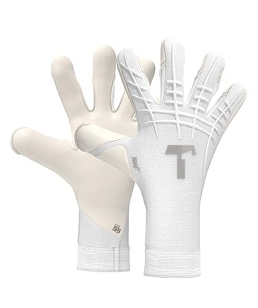 T1TAN White Beast 30 Goalkeeper Gloves Without Finger Protection Soccer Goalkeeper Gloves Size 7
