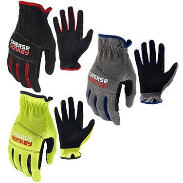 GREASE MONKEY Gorilla Grip Utility Work Gloves 3 Pair