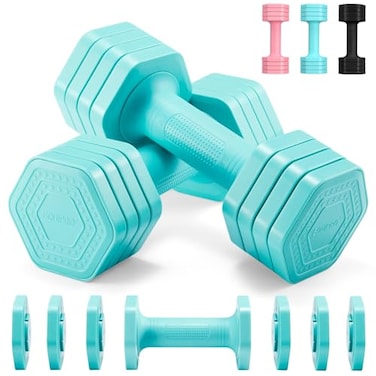 equipro EQUIPRO Adjustable Dumbbell Set 4 in 1 Weights for Women at Home Hand Weights Dumbbells for Women Each 2lb 3lb 4lb 5lb Fast Adjust Weight with Soft TPU Handle for Home Gym Exercise Training
