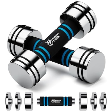 Northdeer Hand Weight Set of 2 for Women 5lb Pair 3lb4lb5lb Adjustable Dumbbells with Foam Handles Chrome Home Exercise Gym Workout StandardFinish 5lb2