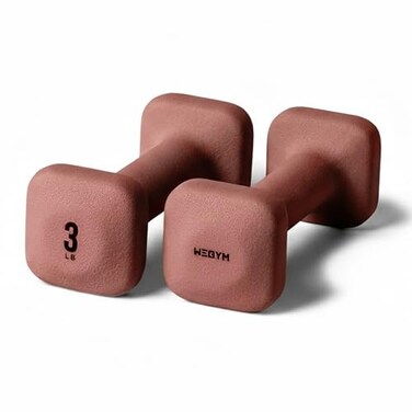 WeGym SafeGrip Square Dumbbells with Anti Slip Handles Aesthetic Free Weights for Home Workouts Stable Design Prevents Rolling during Floor Exercises 3LB Pair Rose
