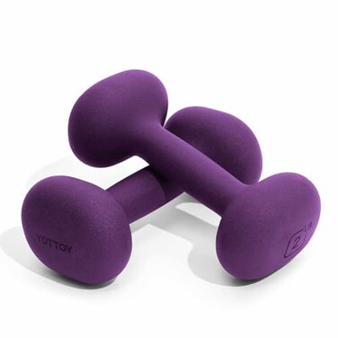 YOTTOY Weights Dumbbells Set for Women2 Pound Dumbbells Set of 2 NonSlip Hand Weights for Home Workouts Portable Strength Training Neoprene dumbbells Purple 2LBPair