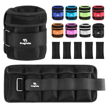 Fragraim Adjustable Ankle Weights 15 LBS Pair with Removable Weight for Jogging Gymnastics Aerobics Physical Therapy Resistance TrainingEach 0525 LBS Total 5LBS Black