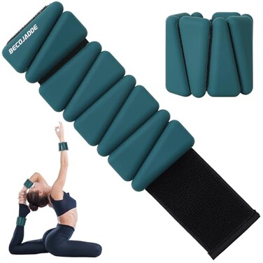 BECOJADDE Ankle Weights Set of 2 1 lb Each Adjustable Wrist Weights for Women Men Wearable Arm Leg Weight for Pilates Running Walking Workout Yoga Deep Emerald