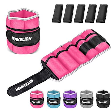 Henkelion Adjustable WristAnkle Weights 1 Pair 6 Lbs For Women Men Kids Strength Training Set For Gym Fitness Workout Running Lifting Exercise Leg each 3 Lbs Pink