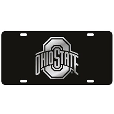 Craftique Ohio State Black Laser Cut License Plate Mirror Logo