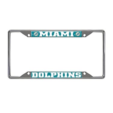 FANMATS 15039 Miami Dolphins Chrome Metal License Plate Frame Team Colors 625in x 1225in