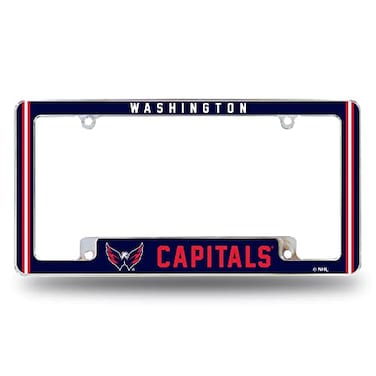 Rico Industries NHL Washington Capitals Classic 12 x 6 Chrome All Over Automotive License Plate Frame for CarTruckSUV
