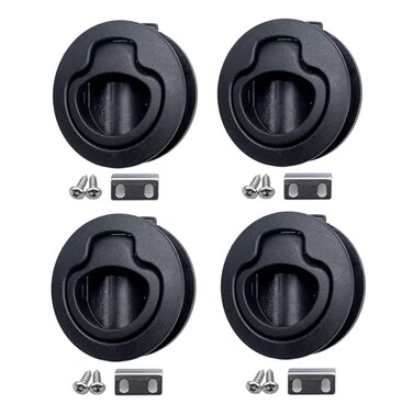 Thorn Boat Slam Latch 2 inch Black Nylon Flush Pull Handle Latches 4PCS for RV Marine Deck Hatch 12 Door Hardware