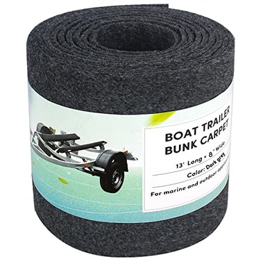 VEITHI Boat Bunk Carpet 8in Wide x 13ft Long Boat Trailer Bunk Padding for Jet Ski Ramps 18oz Boat Trailer Bunk Carpet Dark Grey
