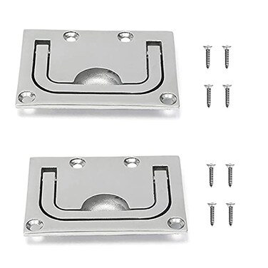 ISURE MARINE 2pcs Marine Stainless Steel Flush Fitting Lifting Pull Hatch Lift Ring Handle with Screws