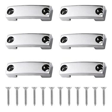PEUTIER 6pcs SS 316 Bimini Top Strap Pad Eyes 25mm 1 Inch Stainless Steel Kayak Deck Tie Down Eyelet Heavy Duty Footman Loop Cleat Hardware Screw for Corvette Buggy Boat Mount Webbing Excluded