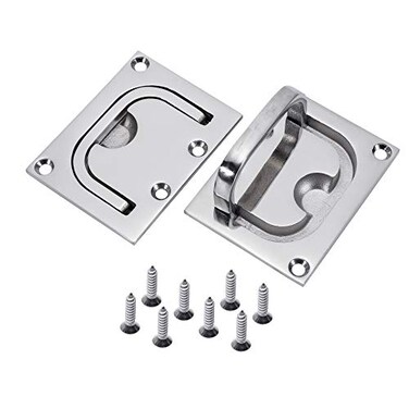 SUNOOM 2 Pack Stainless Steel Flush Mount Pull Ring Recessed Boat Hatch Lifting Handle 316 Marine Grade Heavy Duty Deck Access Latch for Yacht RV Cabinet Floor Door with Mounting Screws