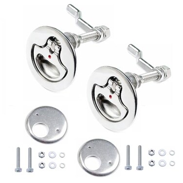 Thorn 316 Stainless Steel Marine Hatch Latch 2Pcs Flush Pull Handle with Back Plate and Fasteners Corrosion Resistant Boat Cam Lock for Yachts Sailboats Decks