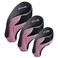 Andux Golf Wood Club Head Covers with Hook Loop Set of 3 BlackPink