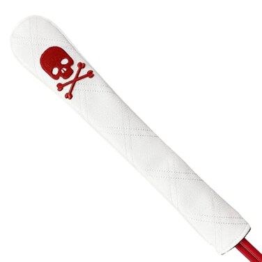 Gbourly Golf Club Alignment Stick Cover Skull and Crossbones White Holds at Least 2 Sticks PU Leather Protector Case Holder