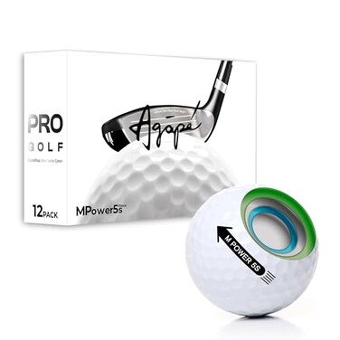 agape MP5 2 Pack 5 Piece DuraPlus Urethane Golf Balls Superior Distance High Greenside Spin Piercing Trajectory Perfect for Skilled Players White