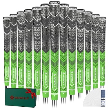Gowolf Golf Grip Cord Rubber Multicompound Golf Driver Irons Club Choose 13 Grips with 15pcs Tapes Or Full Kit choose one Green Midsize