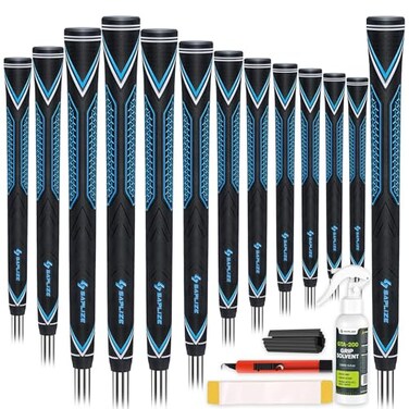 SAPLIZE G50 Endurance Golf Grips 13 Pack Premium Durability HighTack Rubber Golf Club Grips Designed for Steady Swing Control Vibration Dampening Comfort Midsize Blue 13 Grips with Full Regripping Kit