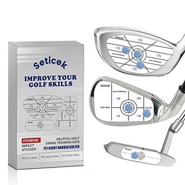 Seticek Golf Impact Tape Set 300Pcs SelfTeaching Sweet Spot and Consistency Analysis Golf Club Impact Stickers for Woods Irons and Putters Each 100 PcsUseful Training Aid Improve Ball Striking