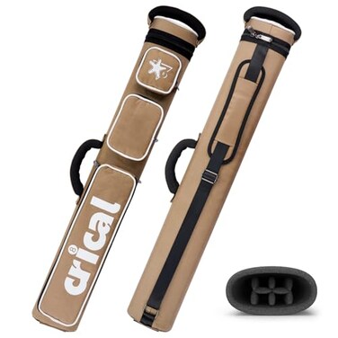 CRICAL KONLLEN 2x4 Pool Cue Case Fabric Billiard Cue Case with Accessory Pockets Adjustable Shoulder Strap NonSlip Base Holds 2 Butts and 4 Shafts