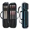 GOBUROS 4x4 Pool Cue Case Hold Up to 4 Butts and 4 Shafts Pool Stick Carrying Case with Front Accessories Pockets Billiard Cue Cases with Shoulder Straps Black and Blue