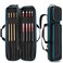 GOBUROS 4x4 Pool Cue Case Hold Up to 4 Butts and 4 Shafts Pool Stick Carrying Case with Front Accessories Pockets Billiard Cue Cases with Shoulder Straps Black and Blue