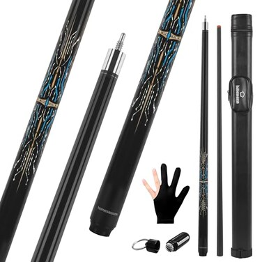 HomeSeason Fibre Pool Cue Stick 58 Billiard Cue Sticks Professional Low Deflection Pool Sticks Pool Sticks 195oz with Leather Bag 38 8 Pin Joint and 4Layer Cowhide 13mm Tip