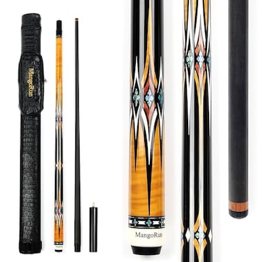 MangoRun Carbon Fiber Pool Cue Stick 125mm Tip Low Deflection Shaft Unbreakable Billiard Cue Stick Case Set with Little Extension Warproof Professional Pool Stick 1921 oz