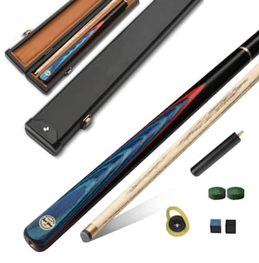 pindaprda Handmade 34 Joint Snooker Cue 57 19oz Wooden Pool Cue Stick with 10mm Tip Extension Rod Hard Case and Accessories Complete Billiard Cue Set for Beginners House Bar